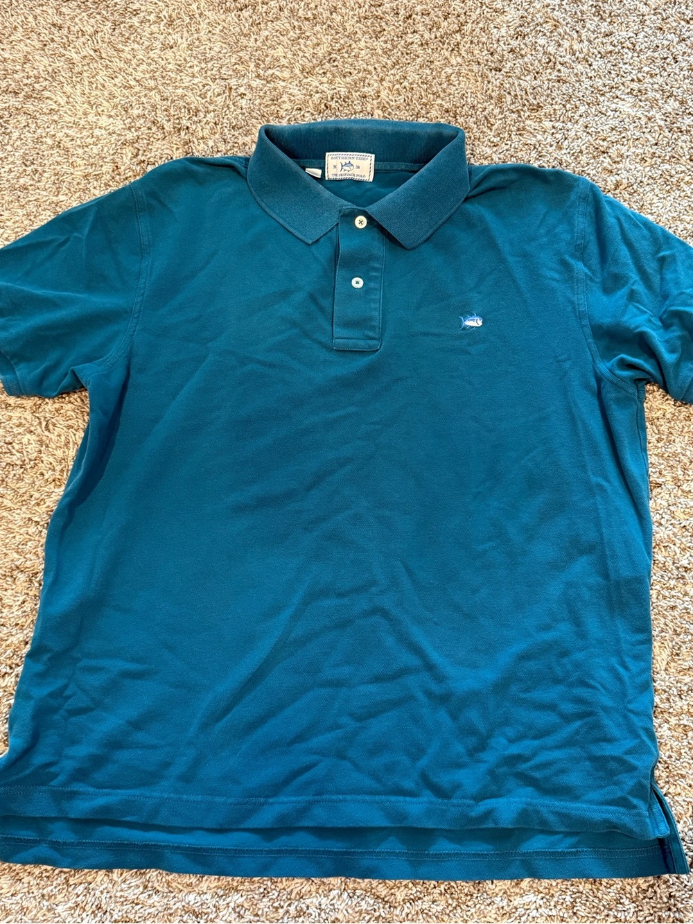 Southern Tide Men's Teal Polo with Signature Fish Logo